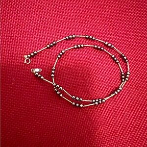 14k Yellow Gold Dyed Cultured Freshwater Pearl Beaded Twisted Bar Necklace 16"